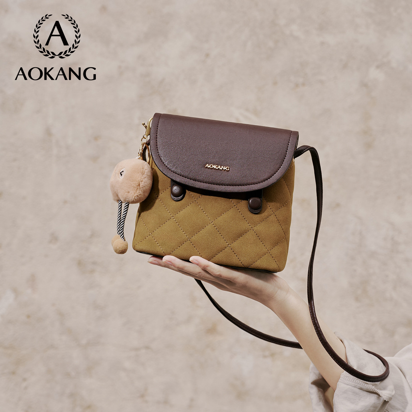 奥康手机包2025新款包包高级斜挎包2026大容量质感单肩包迷你小包