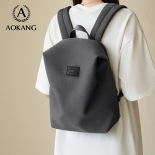 奥康双肩包女新款 大容量轻便电脑包大学生帆布书包旅游登山背包男