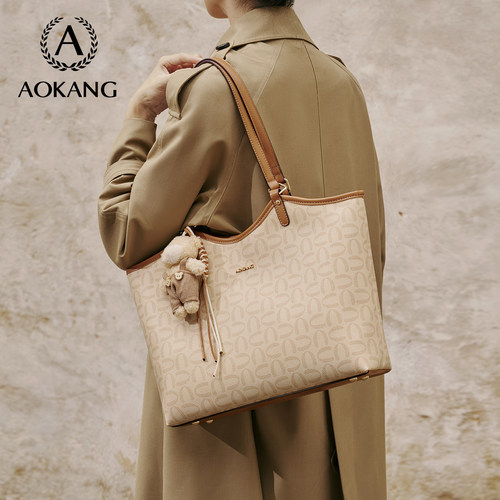 奥康老花托特包大容量单肩包