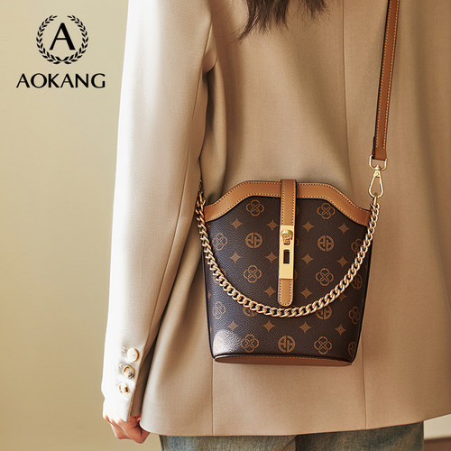 奥康手机包老花质感手拎单肩包包