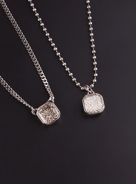 白茶方项链轻奢小众气质ins