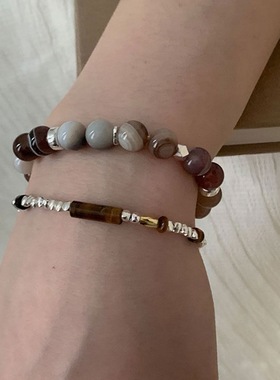 s925银天然石串珠手链女小众设计感高级轻奢气质2025新款爆款手串