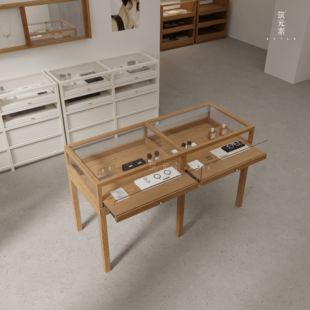 新中式玻璃中岛精品柜珠宝古玩饰品展示柜产品简约落地防尘陈列柜