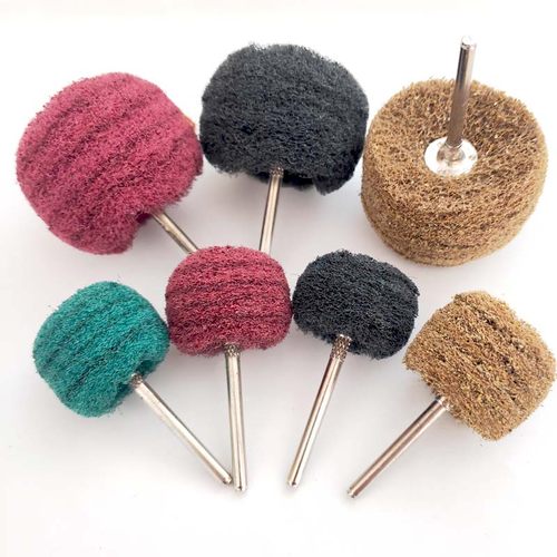 5层加厚百洁布磨头3MM柄尼龙带柄纤维拉丝轮除锈清洁去毛刺打磨头