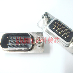 高科美芯 D型黑胶串口座三排DB15直针 带鱼叉公头焊板 2.8元/PCS