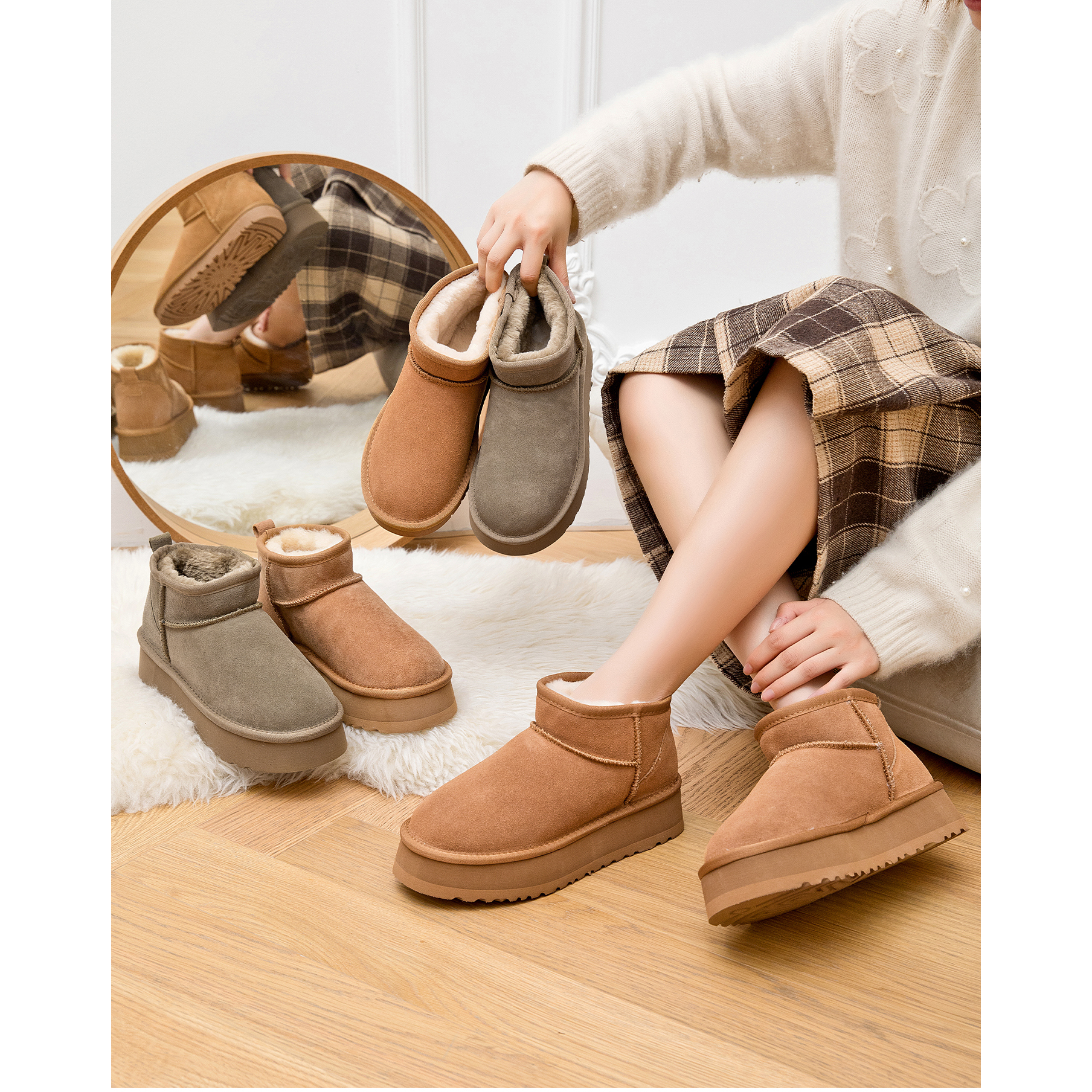 周冬雨同款雪地靴女冬