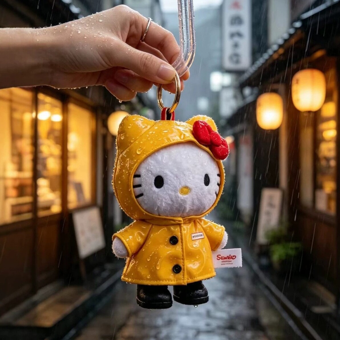 TOKIYO日本711黄色雨衣HelloKitty台湾毛绒小公仔包挂件可爱卡通