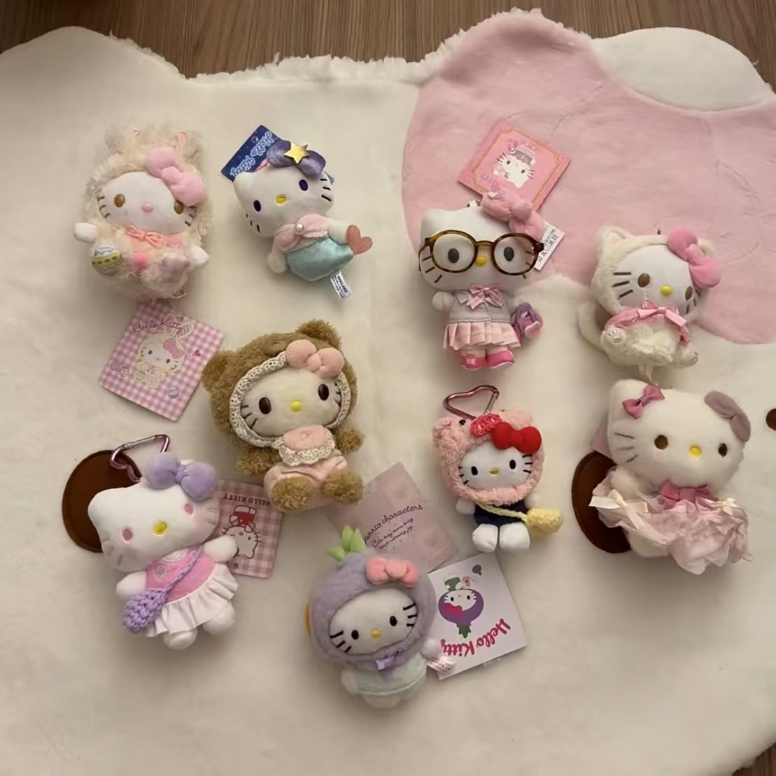 可爱hellokitty猫包包小挂件毛绒公仔玩偶书包挂饰钥匙扣女生饰品