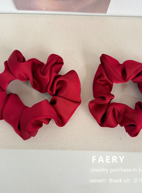 韩国东大门同款新年红色法式缎面大肠发圈气质高级感头绳发饰女