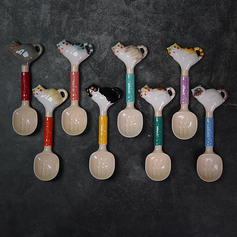 凉猫烧陶瓷创意可爱猫咪勺礼物