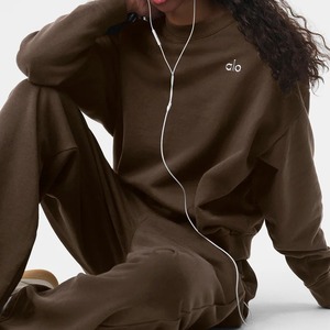 alo瑜伽服套装宽松圆领卫衣休闲运动裤子秋冬复古加绒健身套装