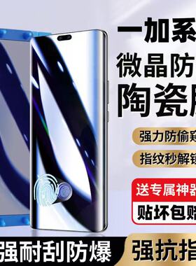 适用一加Ace5/3/2Pro防窥陶瓷膜指纹解锁13/12/11曲面屏全包10/9/8Pro防爆防摔3v2v护眼蓝光防指纹原装手机膜