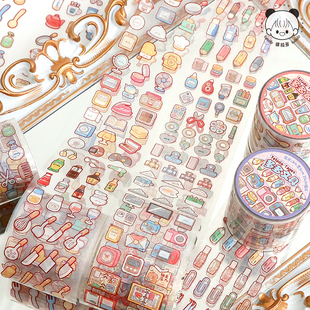 提拉多多多超市pet手帐胶带装饰可爱生鲜便当寿司关东零食饮料贴