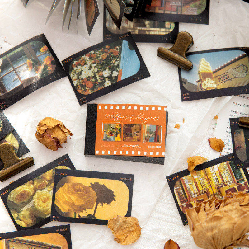 你那儿几点和纸不干胶素材豆本复古文艺黑胶胶片手帐拼贴素材贴纸