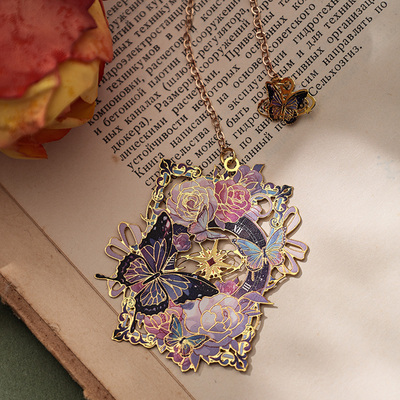 追寻蝶梦絮语古风镂空金属书签