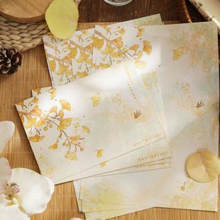 四季如风信封信纸套装ins浪漫文艺植物风景插画手写表白祝福信笺