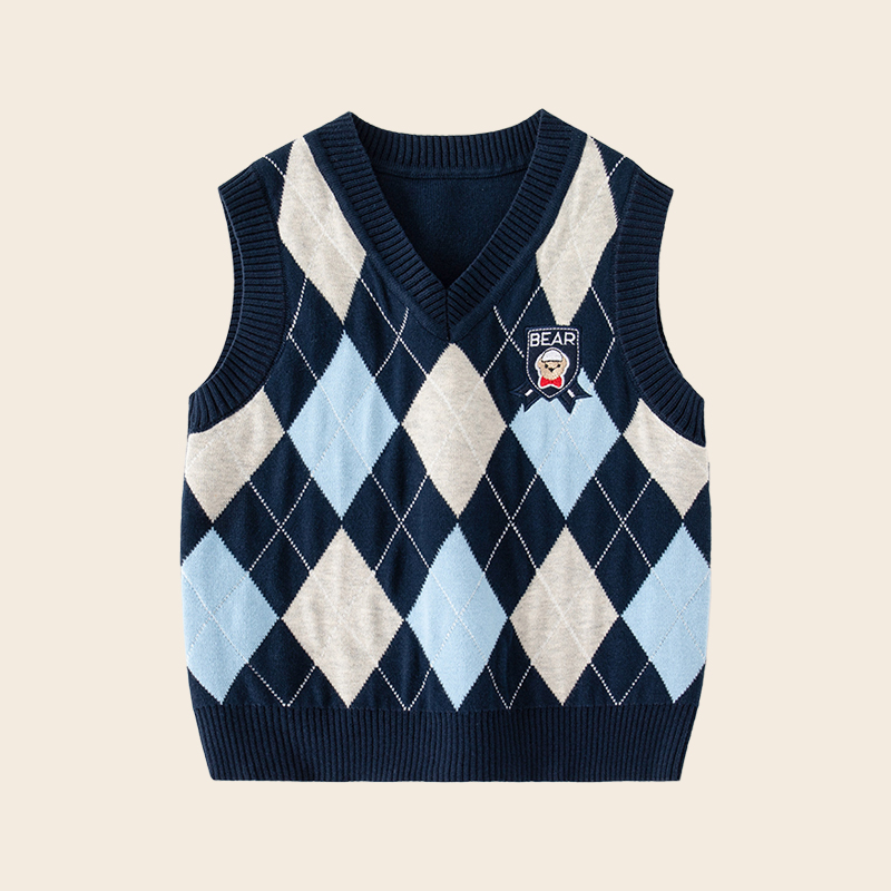 官方旗舰店 特价撤柜清仓童装春秋背心马甲韩版格子无袖套头衫