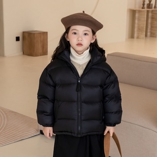 25冬季女童韩版洋气短款加厚面包服男女中大童90白鸭绒羽绒服外套