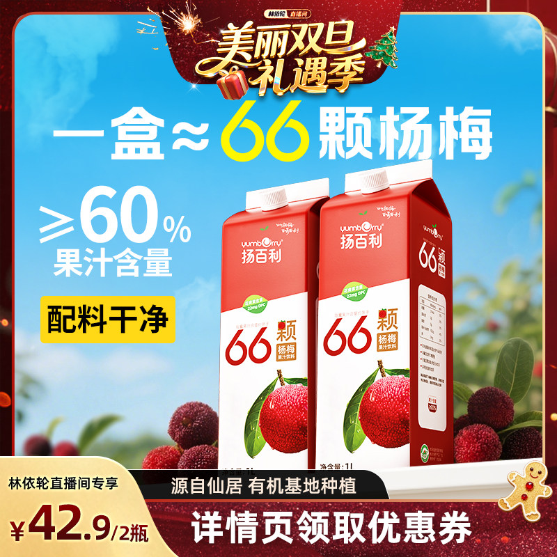 扬百利仙居杨梅汁大瓶饮料1L*2瓶饮品解腻酸梅汤儿童孕妇果汁果蔬