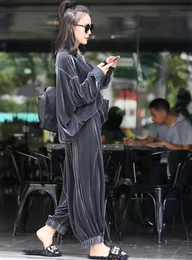 欧洲站蝙蝠衫时尚宽松金丝绒