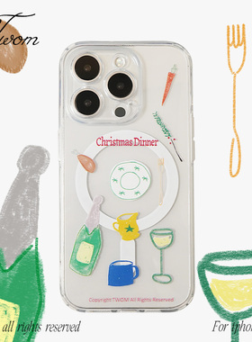 TWOM 圣诞晚餐磁吸壳适用iphone17Promax手机壳苹果16Promax保护壳新款秋冬创意插画15proamx透明壳14卡包