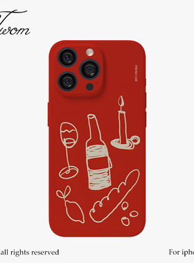 TWOM红酒线条氛围感iPhone17promax手机壳适用苹果16promax艺术简约高级感15pro小众设计14promax不撞壳
