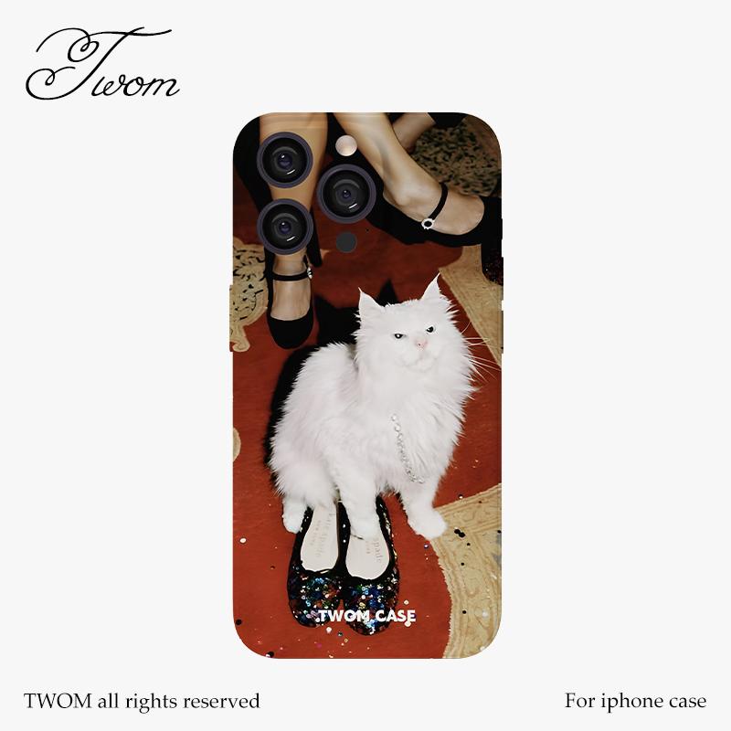 TWOM高冷派对猫适用iPhone17promax手机壳新款16promax法式复古15pro高级感14promax小众风格可爱13不撞壳