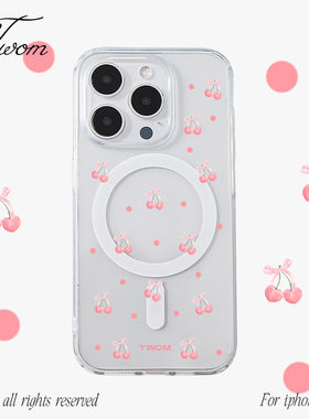 TWOM 波点樱桃磁吸壳适用iphone16promax手机壳新款苹果15promax粉色少女心14Promax个性13pro创意15Pro