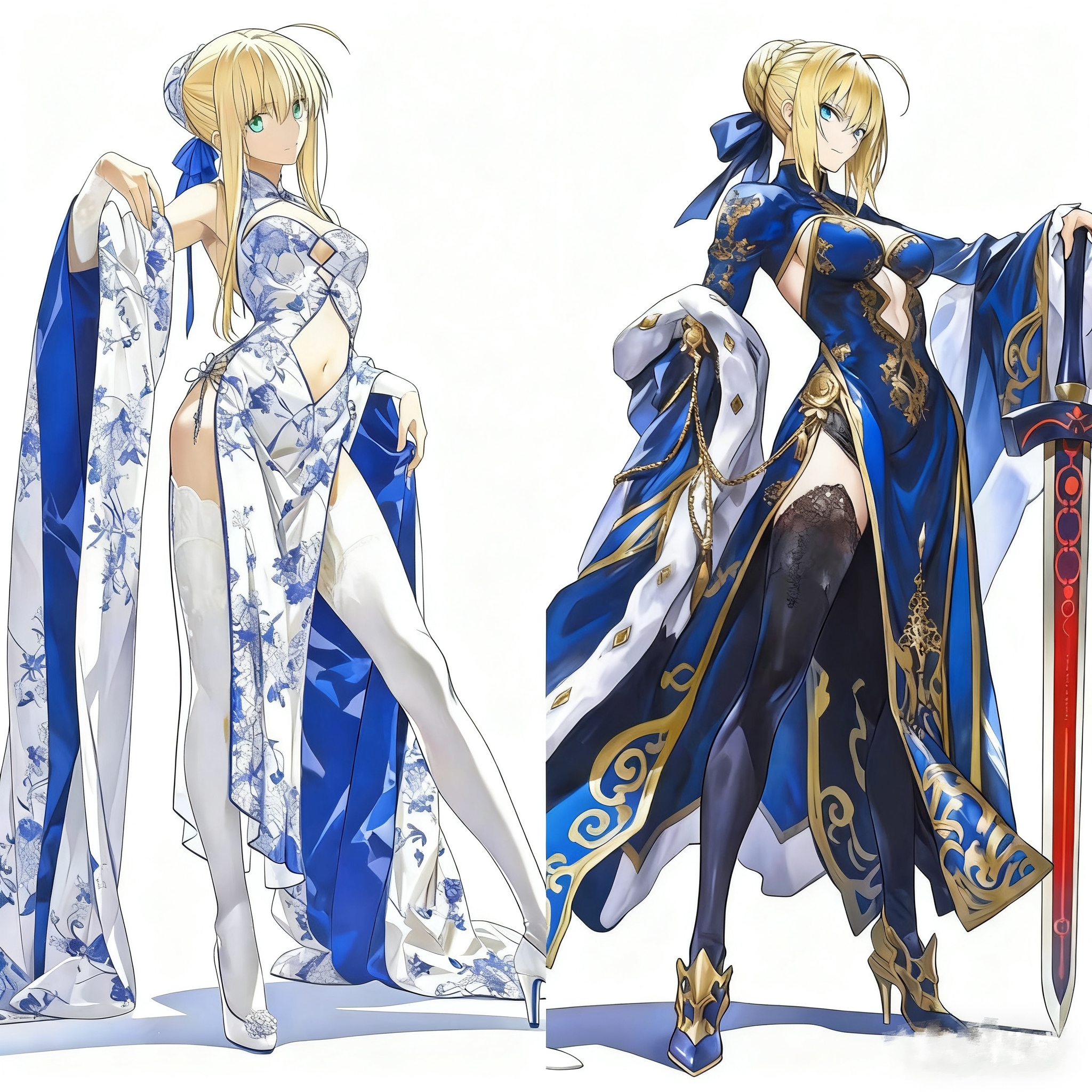 fate周边新款旗袍saber立牌