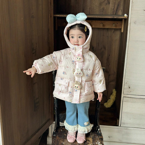 女童冬装90白鸭绒保暖羽绒服