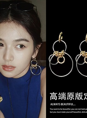 复古气质圆形耳环女小众设计感高级轻奢气质名媛风耳饰