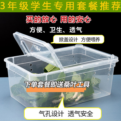 学生养蚕套装蚕宝宝专用饲养盒饲养箱蚕卵幼虫家新鲜桑叶全套工具