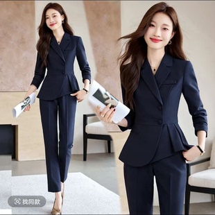 秋冬 女休闲显瘦洋气女神范通勤面试西服工作服职业装 网红西装 套装