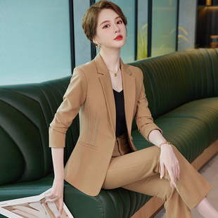 显瘦西装套装女长袖秋冬新款高端时髦休闲职业西服经理面试工作服