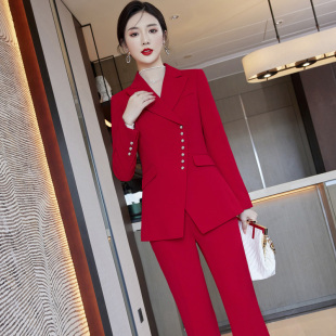 网红爆款西装套装女秋冬洋气时髦主持人正装职业装西服两件套