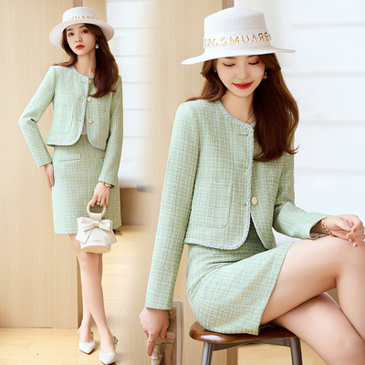 名媛小香风西装套装女秋冬职业装