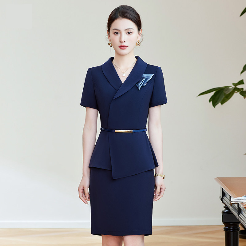 夏季薄款美容院职业女裙套装短袖图片