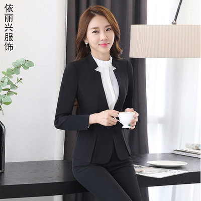 长袖套裤面试女士美容师职业装