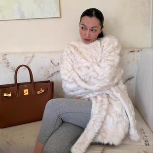 保暖绑带人造卷毛皮草大衣外套 Cloud云朵系列美式 MIMICARLEY 新品