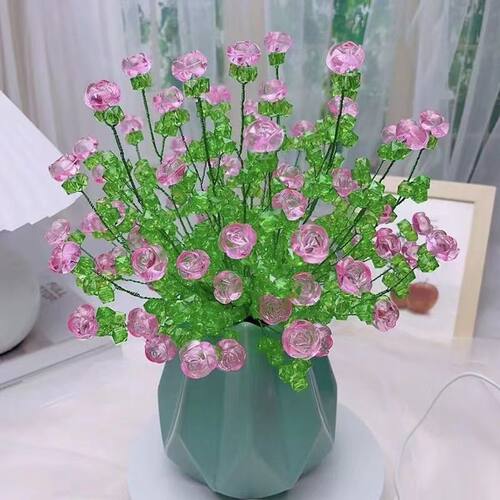 新款手工编织浪漫水晶玫瑰花材料