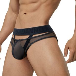 透明网纱男三角内裤前幅镂空吊环阴囊托提精曲冰丝凉感降温趣味新