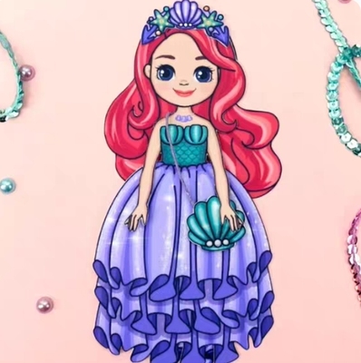 新款小美人鱼小屋纸娃娃换装安静书爆款儿童安静书手工DIY玩具书