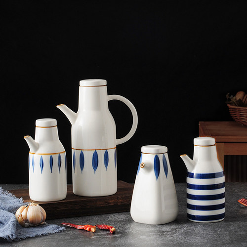 日式陶瓷油壶大容量酱油瓶醋瓶