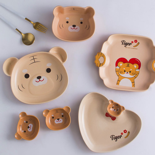 可爱萌虎造型卡通陶瓷饭碗儿童