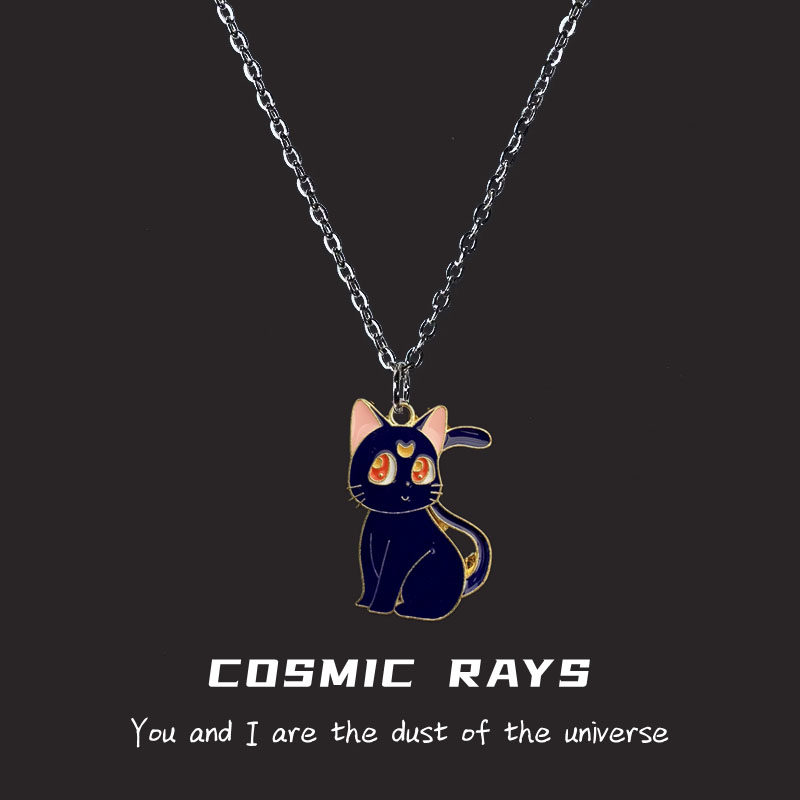 月亮猫咪项链美少女战士luna卡通合金小众学生轻奢卫衣链毛衣链女