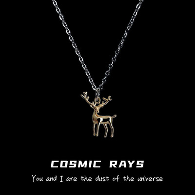 宇宙射线 立体金色小鹿吊坠项链简约小众设计感卫衣链2022新款ins