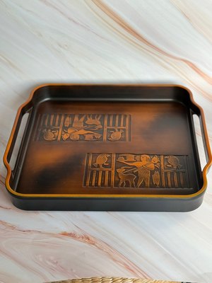 日产古铜色 大漆 餐盘 果盘 茶器具 带提手收纳 端菜送茶漆器耐用