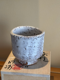 日产萩烧 主人杯 名窑 中原国辅 手作 奶白釉 陶器 茶杯 茶具侘寂