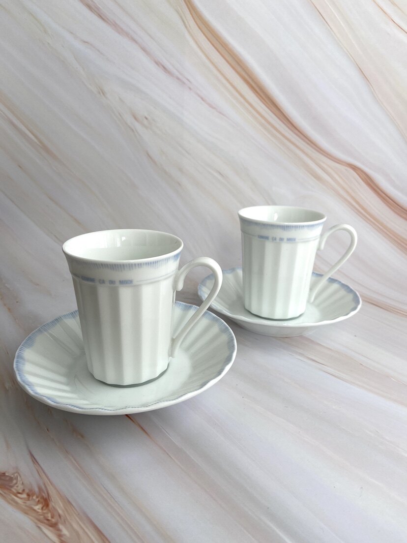 日本原产骨瓷 纯白色咖啡杯 欧式直身 浮雕红茶杯对杯茶具实用器