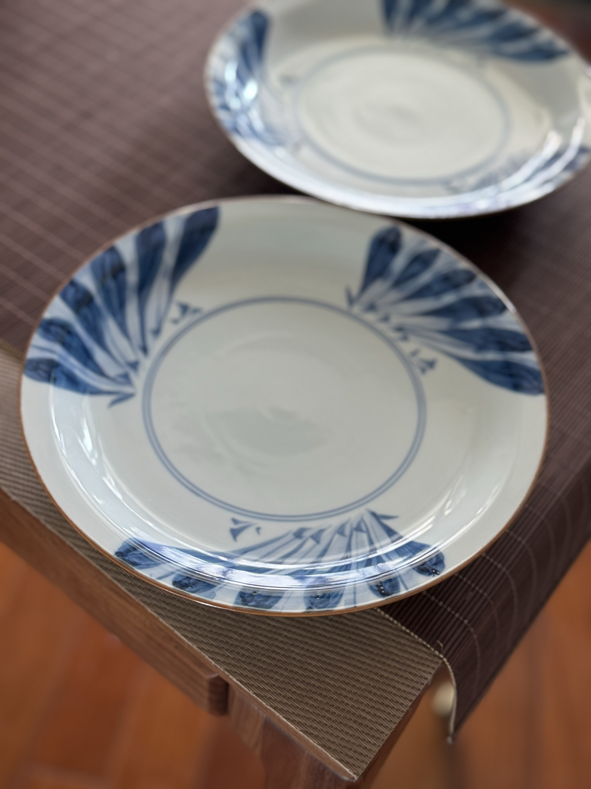 日产白瓷 青花染付 菊瓣纹 中钵意面大盘 壶承 素净高贵 实用餐具